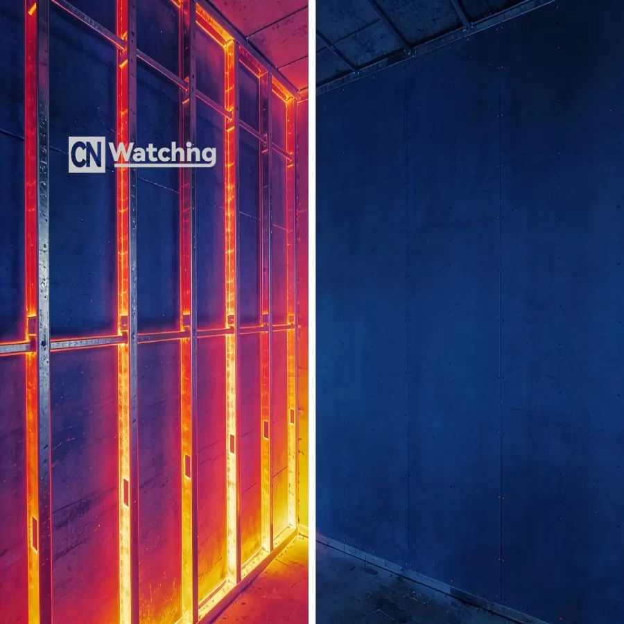 Thermal imaging comparison of steel stud wall with and without aerogel thermal break tape