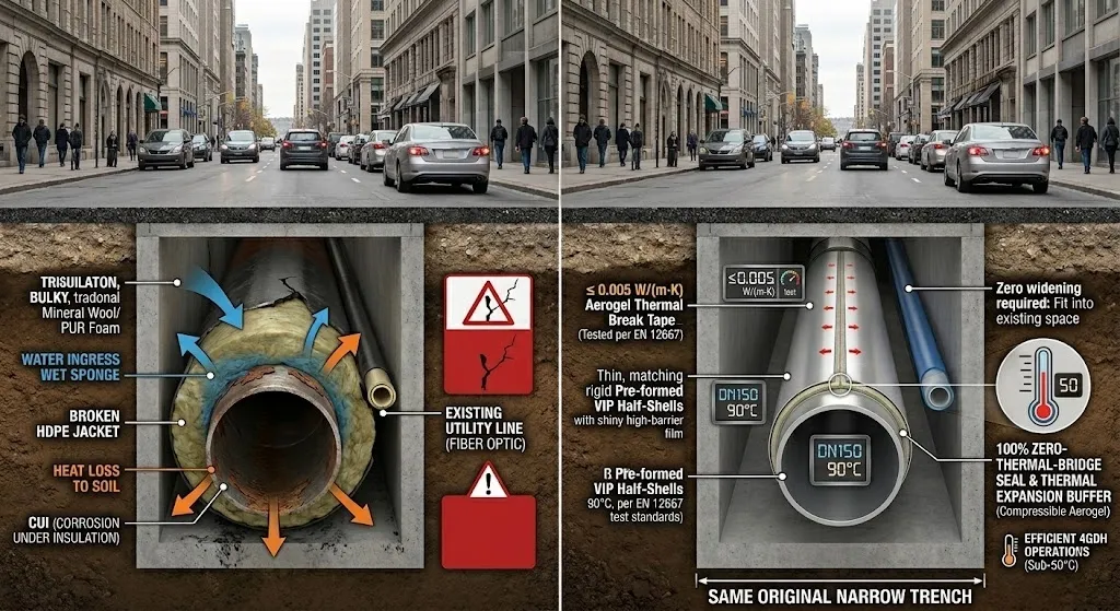 Retrofitting European District Heating: Overcoming the Trench Squeeze with VIR (Pre-formed VIP Half-Shells)