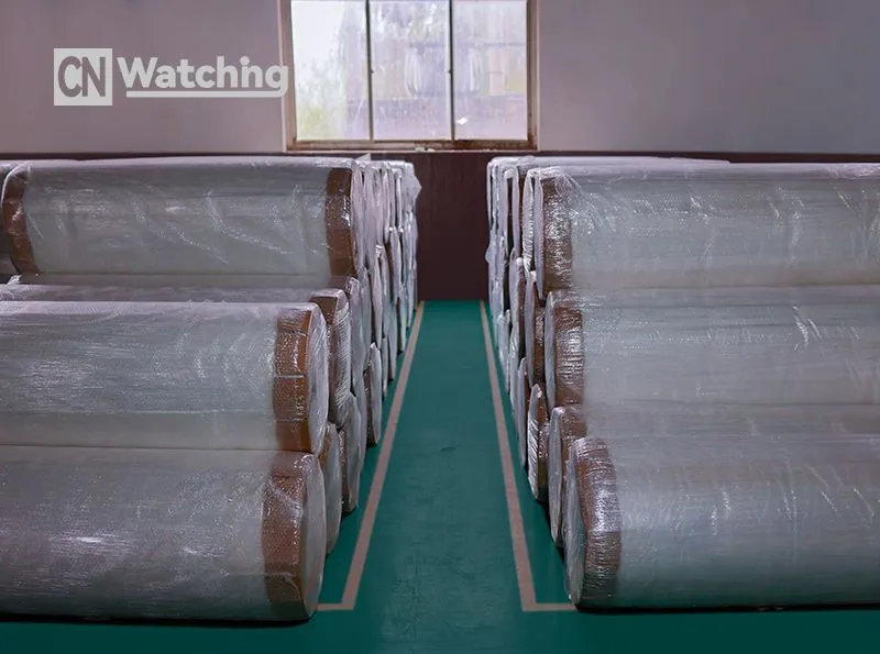 Large-scale inventory of Woqin Standard A-Grade Aerogel Blanket rolls, securely packaged and ready for global shipping to industrial EPC projects.