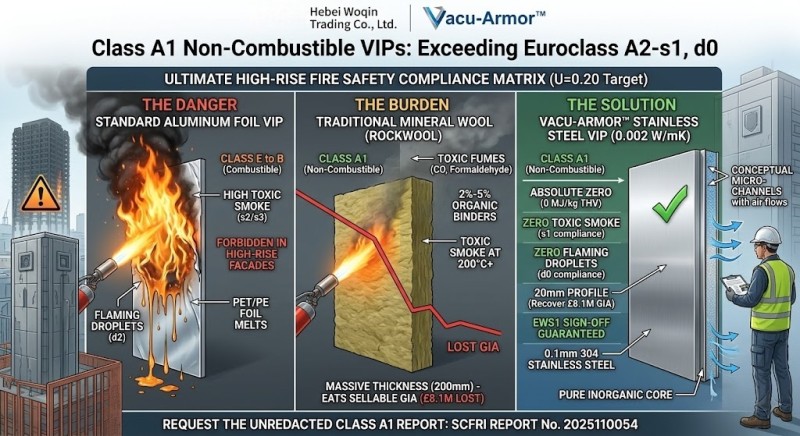 High-Rise Fire Safety Compliance Matrix: Vacu-Armor™ A1 Non-Combustible VIP, 0 MJ/kg THV, 20mm Profile, Guaranteed EWS1 Sign-Off