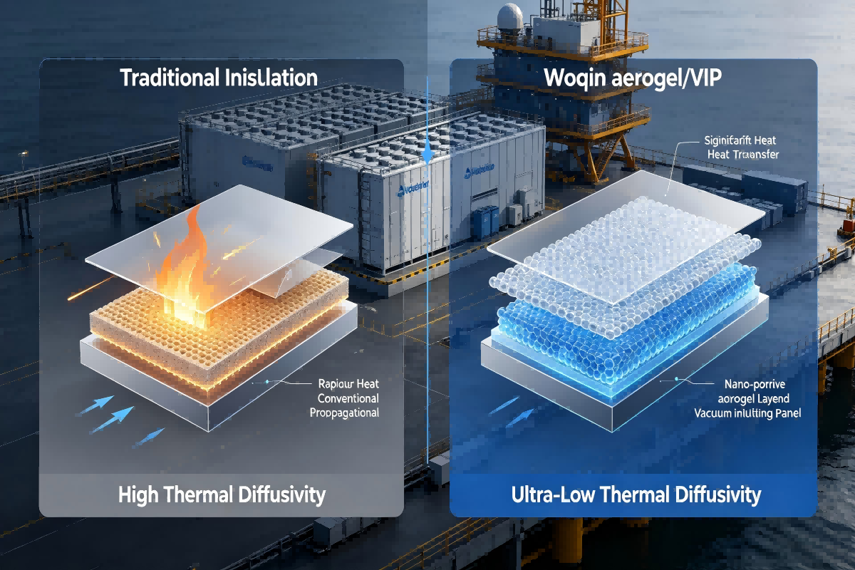 Thermal diffusivity based aerogel & VIP fire protection systems for BESS, offshore and industrial safety